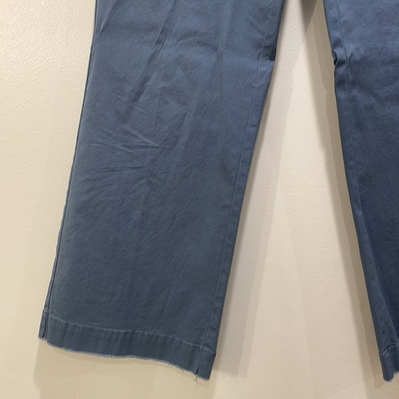 ATM Blue Cropped Cotton-Blend Twill Wide-Leg Pants Size 0 - Picture 2 of 7